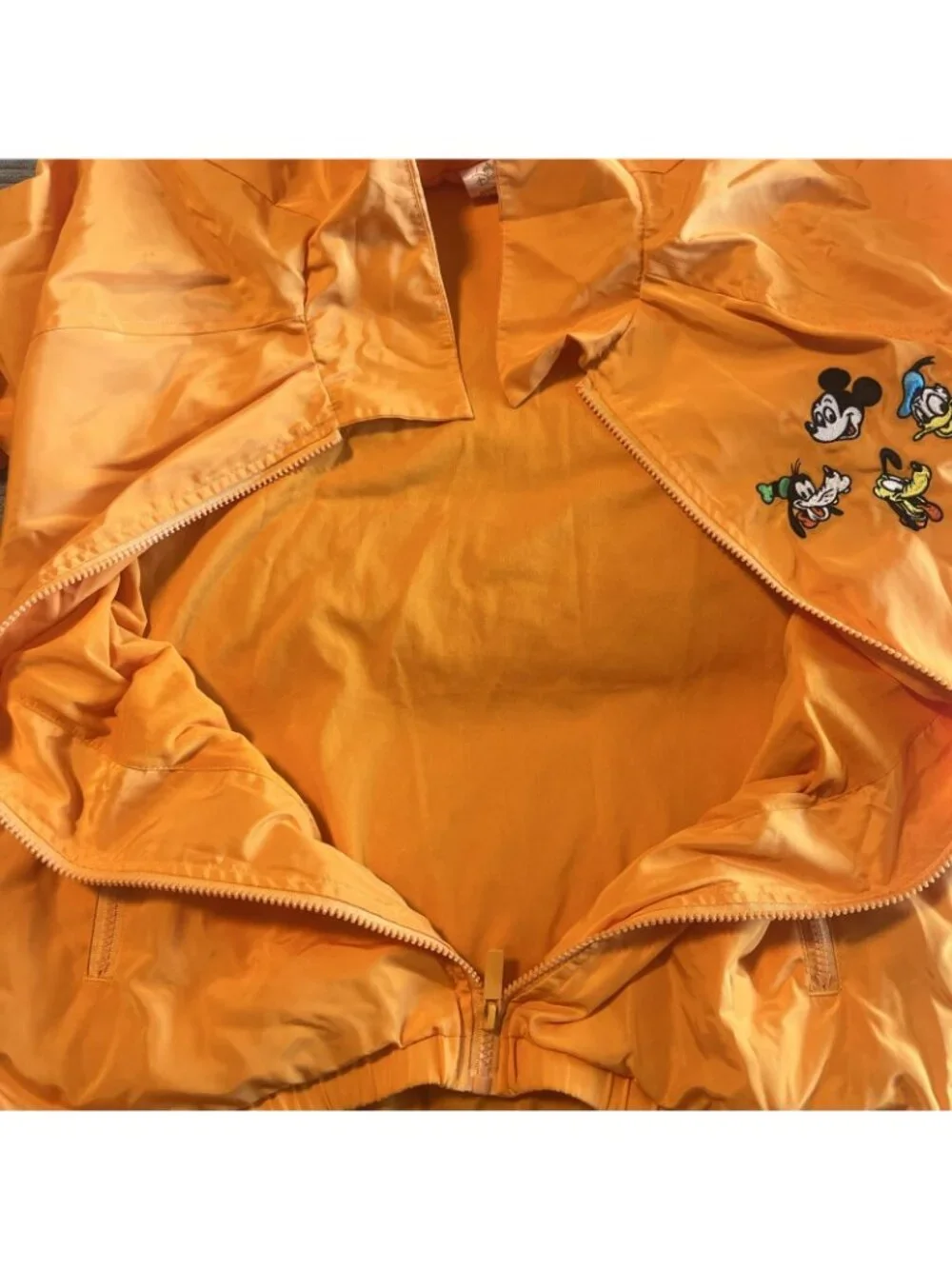 NWOT Disney Jacket Adult S Orange Mickey Mouse Donald Duck Goofy Windbreaker